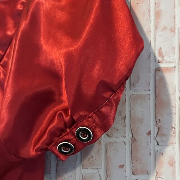 Rampage Red Satin Peplum Short Sleeve Top - Medium - Picture 3 of 4